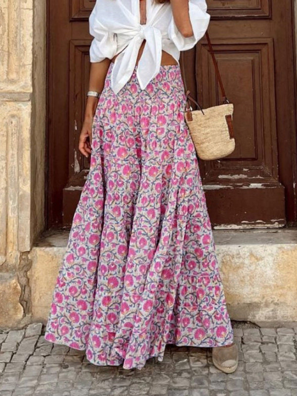Flowy Boho Resort Skirt Womens Casual Summer Beachwear