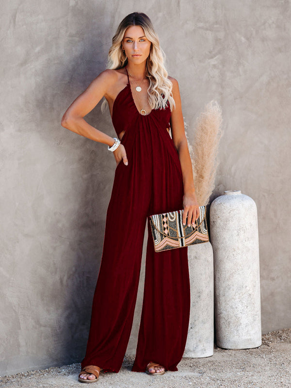 Trendy Backless Wide-Leg Jumpsuit – Chic & Comfy Must-Have