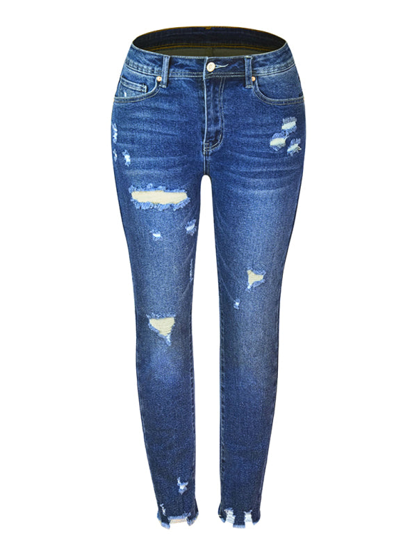 ✨ Women's High-Waisted Frayed Tassel Skinny Jeans – Stretchy, Chic & Flattering Denim ✨