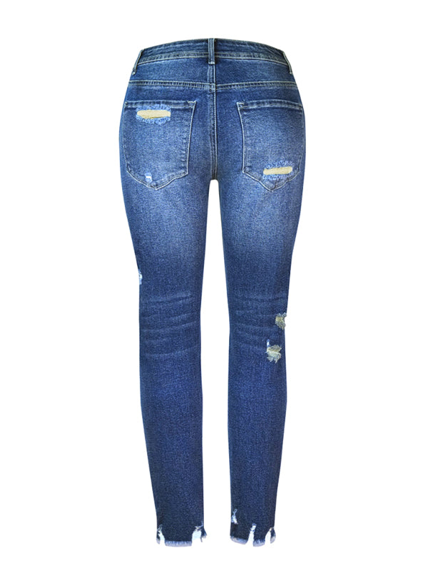 ✨ Women's High-Waisted Frayed Tassel Skinny Jeans – Stretchy, Chic & Flattering Denim ✨