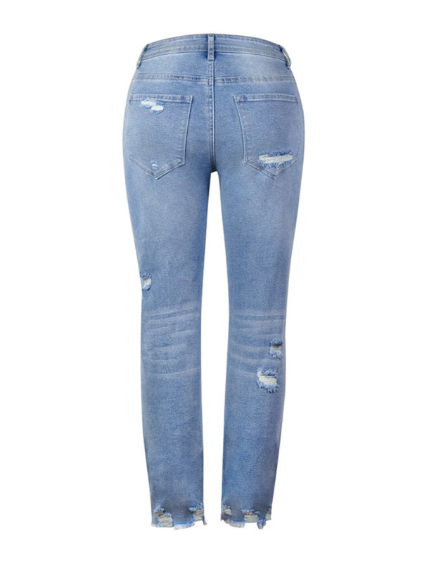 ✨ Women's High-Waisted Frayed Tassel Skinny Jeans – Stretchy, Chic & Flattering Denim ✨