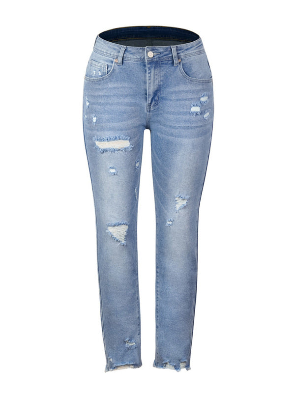 ✨ Women's High-Waisted Frayed Tassel Skinny Jeans – Stretchy, Chic & Flattering Denim ✨