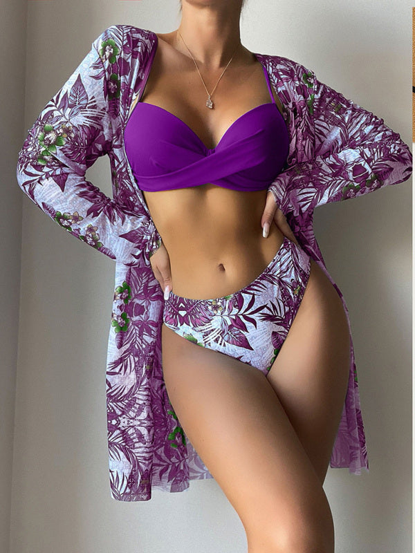 Chic 3-Piece Bikini Set Mesh Swimsuit – Trendy & stylish Beachwear