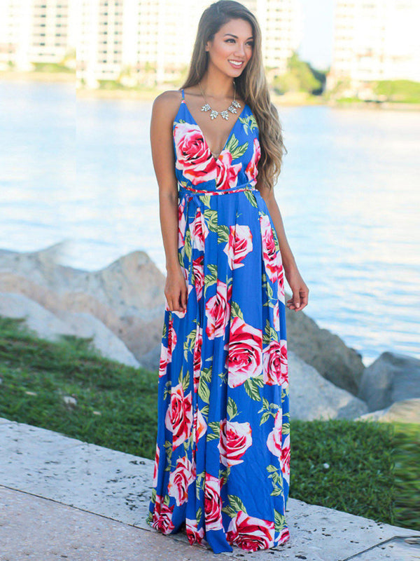 Flowy Boho Beach Dress – Sleeveless, Floral & Perfect for Vacation