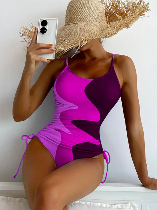 Chic Multicolor One-Piece Swimsuit – stylish, Stylish & Flattering Beachwear
