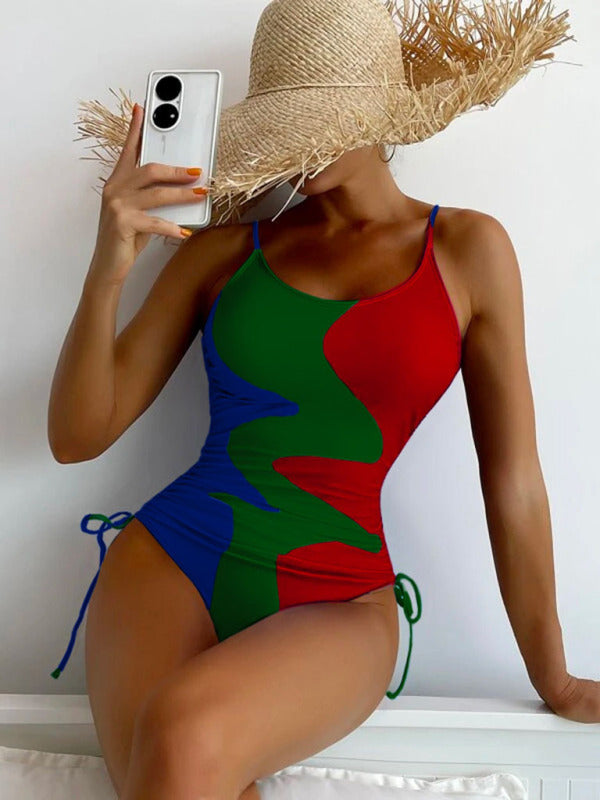 Chic Multicolor One-Piece Swimsuit – stylish, Stylish & Flattering Beachwear