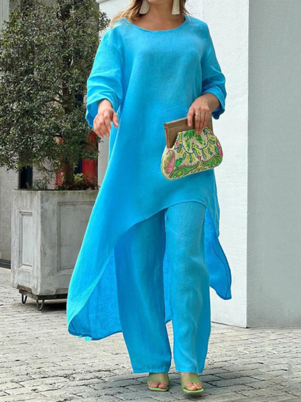 Chic & Comfy Wide-Leg Two-Piece Set – Stylish Long-Sleeve Lounge Outfit for Women