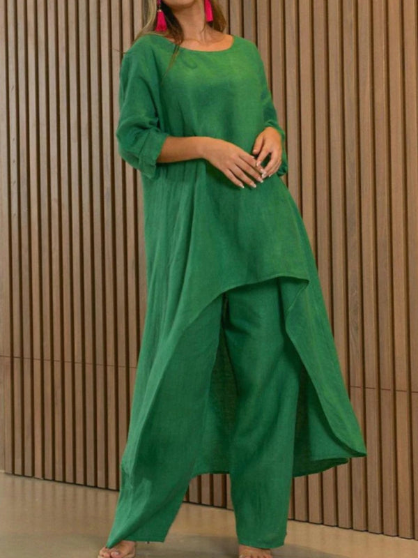 Chic & Comfy Wide-Leg Two-Piece Set – Stylish Long-Sleeve Lounge Outfit for Women
