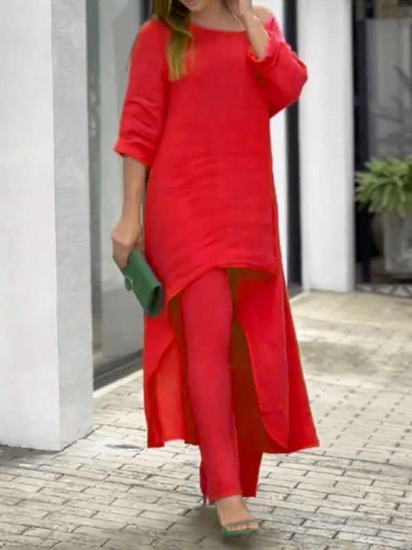 Chic & Comfy Wide-Leg Two-Piece Set – Stylish Long-Sleeve Lounge Outfit for Women