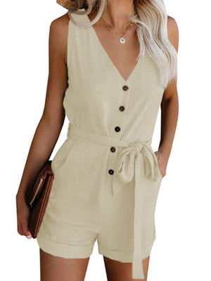 ✨ Chic & Stylish V-Neck Sleeveless Jumpsuit – Trendy, Comfy & Perfect for Spring/Summer ☀️💃