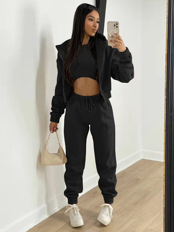 Cozy 3-Piece Fleece Lounge Set – Chic, Comfy & Stylish Tracksuit for Fall