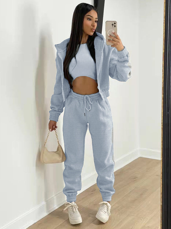 Cozy 3-Piece Fleece Lounge Set – Chic, Comfy & Stylish Tracksuit for Fall