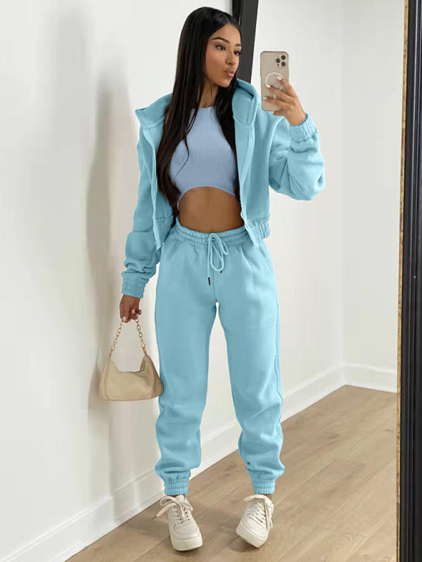 Cozy 3-Piece Fleece Lounge Set – Chic, Comfy & Stylish Tracksuit for Fall
