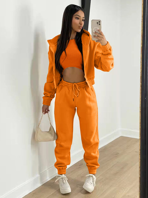 Cozy 3-Piece Fleece Lounge Set – Chic, Comfy & Stylish Tracksuit for Fall