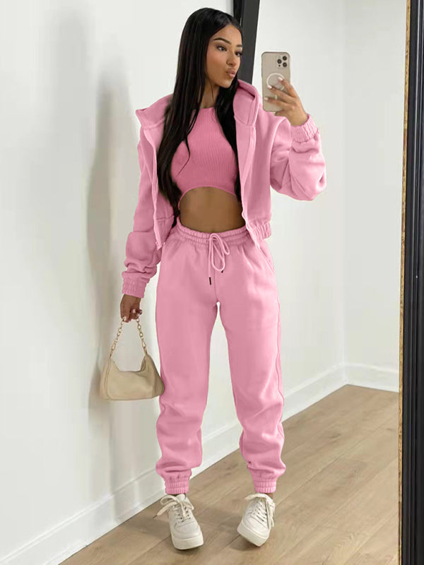 Cozy 3-Piece Fleece Lounge Set – Chic, Comfy & Stylish Tracksuit for Fall