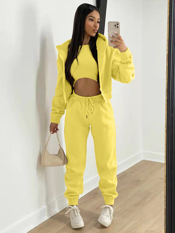 Cozy 3-Piece Fleece Lounge Set – Chic, Comfy & Stylish Tracksuit for Fall