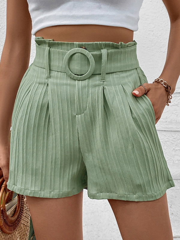 Chic High-Waist Pleated Shorts Green – Flowy & Stylish for Spring Summer