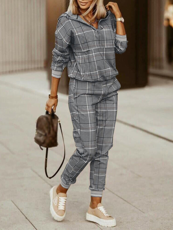 Chic Printed Sweater & Trousers Set Cozy 2-Piece Lounge Outfit Trendy & Comfy