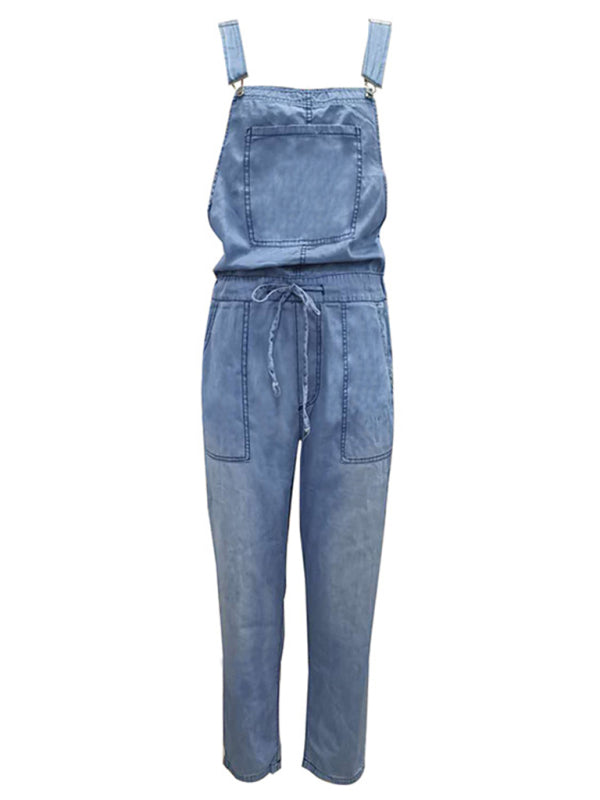 ✨ Chic & Comfy Denim Jumpsuit – Loose Fit, Mid Waist, Casual One Piece for Women 👖💕