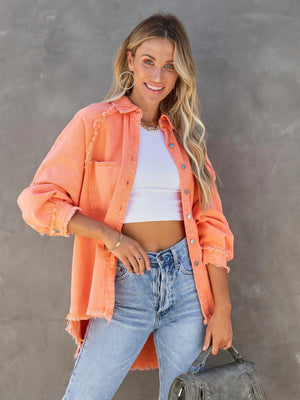 🔥 Chic Fringed Ripped Denim Jacket – Trendy & Effortless Vibes 🔥