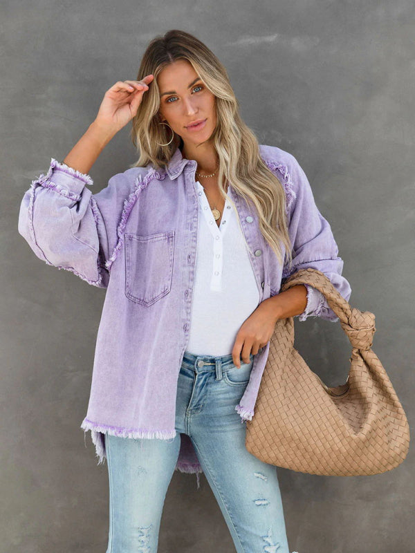 🔥 Chic Fringed Ripped Denim Jacket – Trendy & Effortless Vibes 🔥