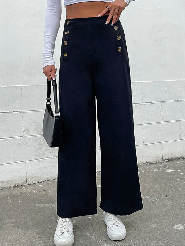 Chic High-Waist Button Slim Pants for Women – Effortless Style & Comfort