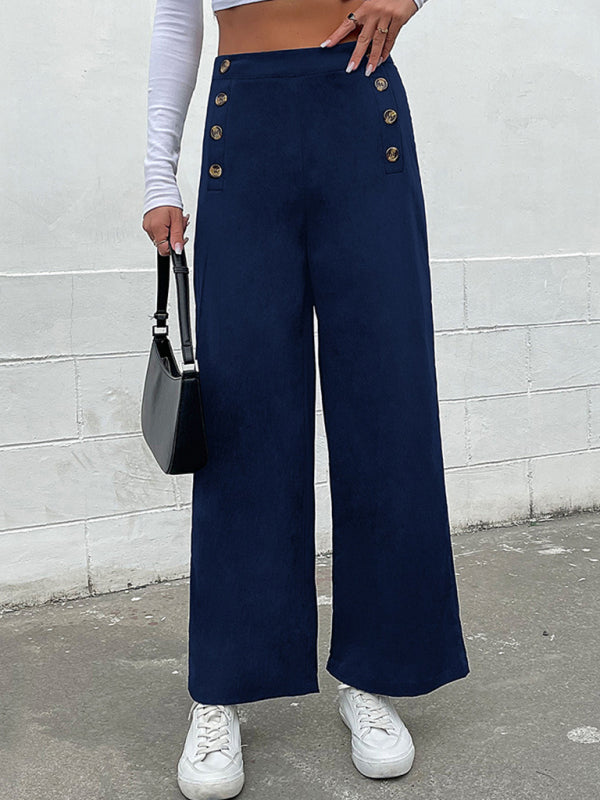 Chic High-Waist Button Slim Pants for Women – Effortless Style & Comfort