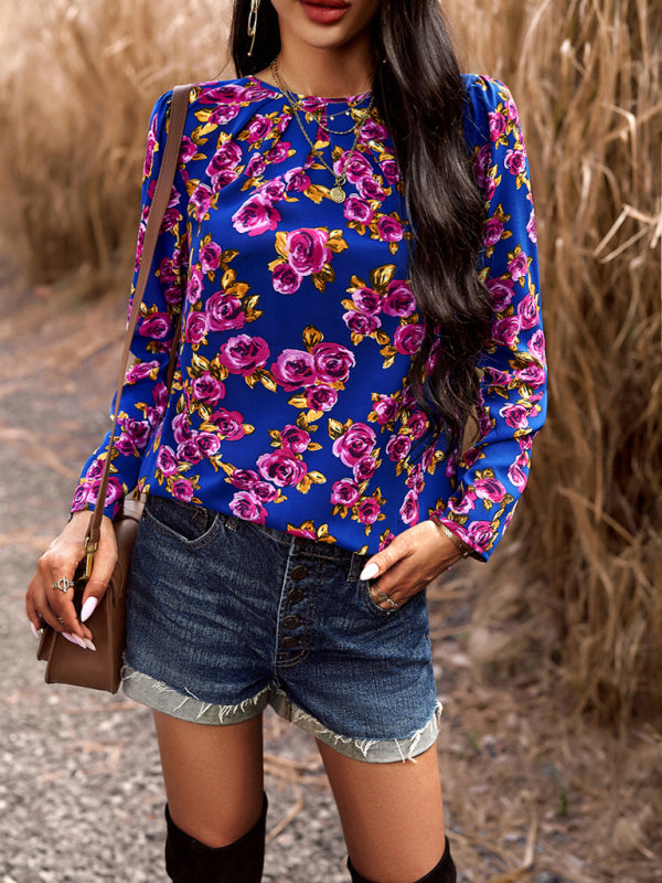 Floral Print Blouse Top for Women – Cute & Casual Long Sleeve Style
