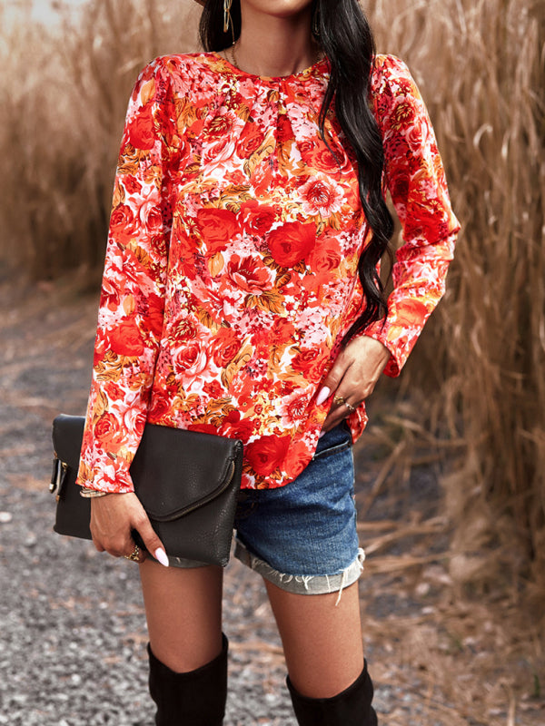 Floral Print Blouse Top for Women – Cute & Casual Long Sleeve Style