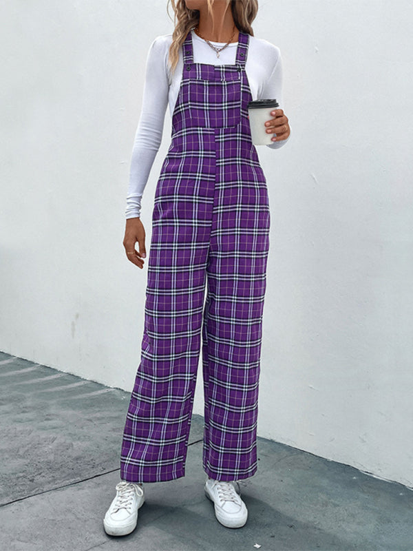 Trendy Plaid Overalls Jumpsuit – Chic & Comfy for Any Season