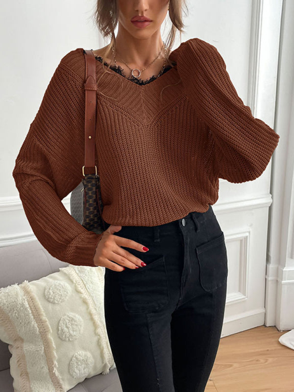 Cozy Chic Lace Knit Sweater – Stylish Patchwork Pullover for Fall & Winter