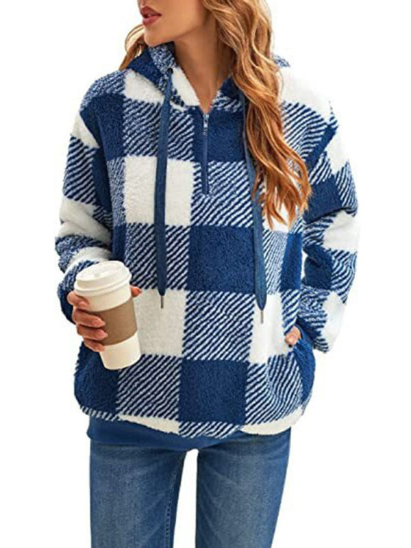 Cozy Plaid Hooded Sweatshirt for Women – Fall Winter Must-Have