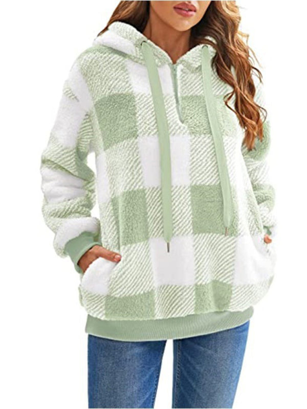 Cozy Plaid Hooded Sweatshirt for Women – Fall Winter Must-Have
