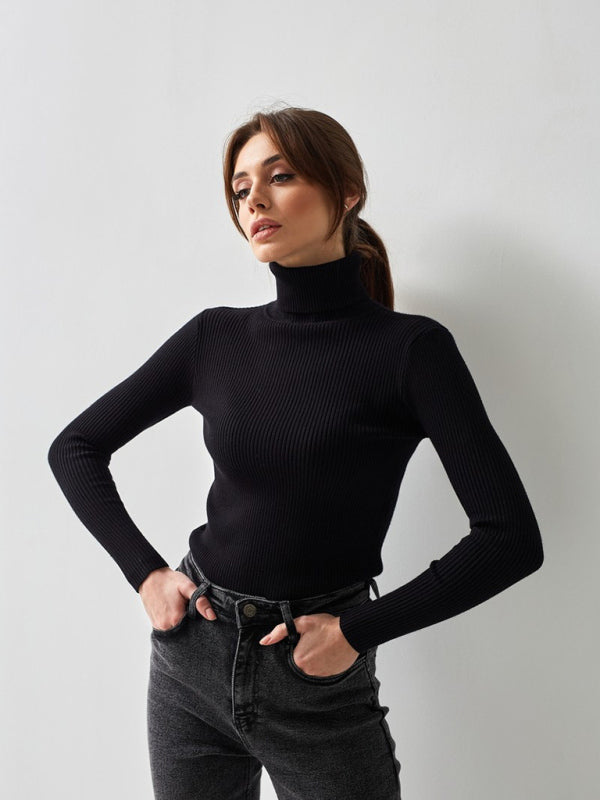 ✨ Chic & Cozy Slim High Collar Sweater – Stylish Long Sleeve Pullover for Any Occasion ✨