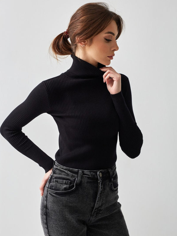 ✨ Chic & Cozy Slim High Collar Sweater – Stylish Long Sleeve Pullover for Any Occasion ✨