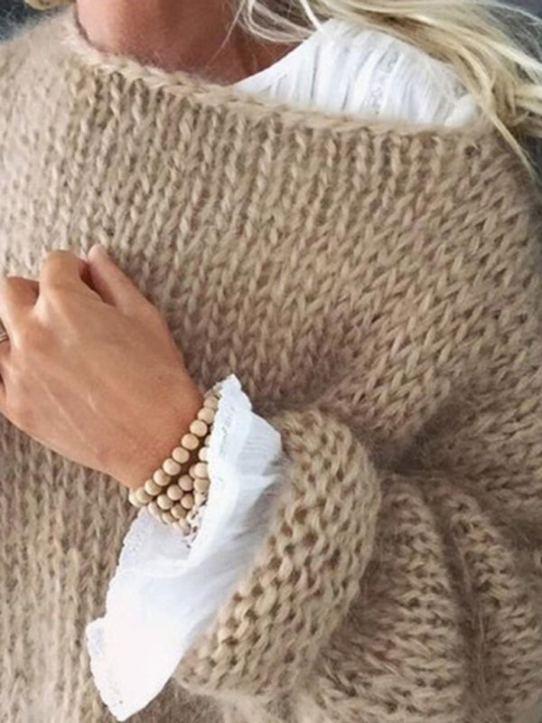 Cozy Chic Knit Sweater Loose Fit Stylish Fall Winter Top for Women