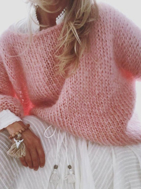 Cozy Chic Knit Sweater Loose Fit Stylish Fall Winter Top for Women