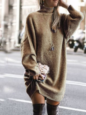 🛍️ Cozy Chic Long Sleeve Sweater Dress – Trendy & Comfy for Fall Winter ❄️