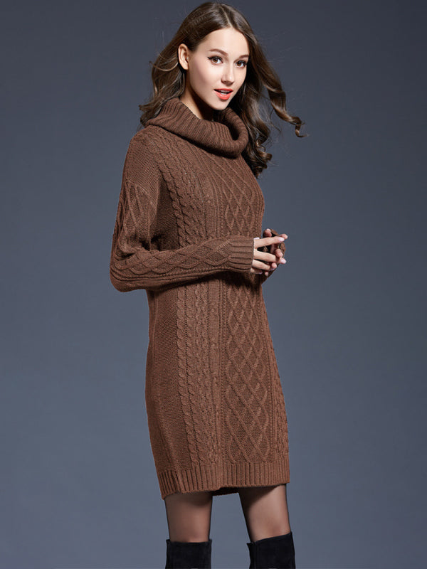 🖤 Cozy Chic Turtleneck Sweater Dress – Long Sleeve, Loose Fit, Perfect for Fall & Winter ❄️