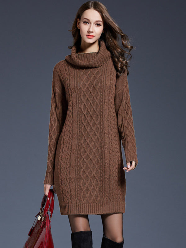 🖤 Cozy Chic Turtleneck Sweater Dress – Long Sleeve, Loose Fit, Perfect for Fall & Winter ❄️