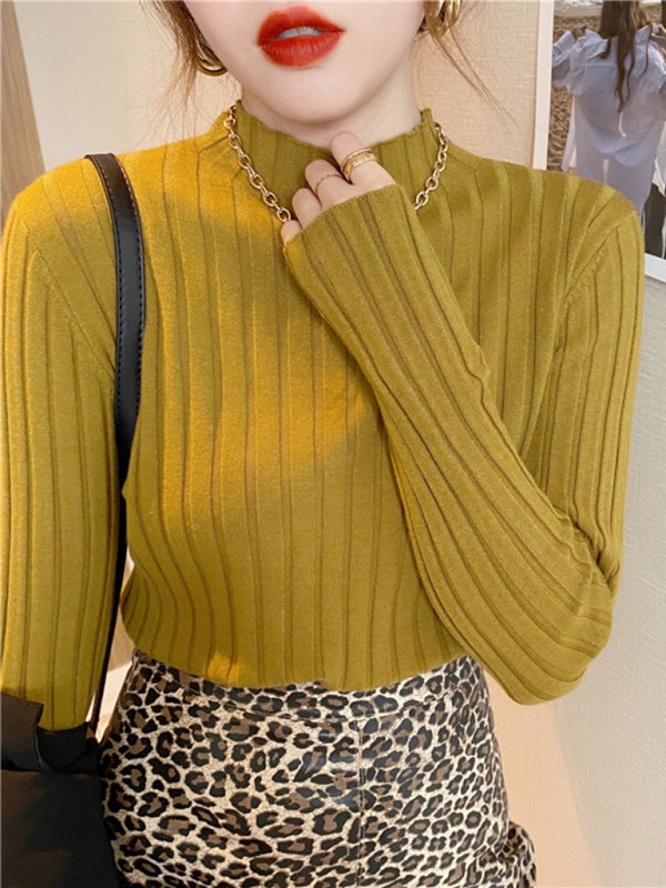 Trendy Ribbed Half Turtleneck Sweater – Chic & Cozy Must-Have