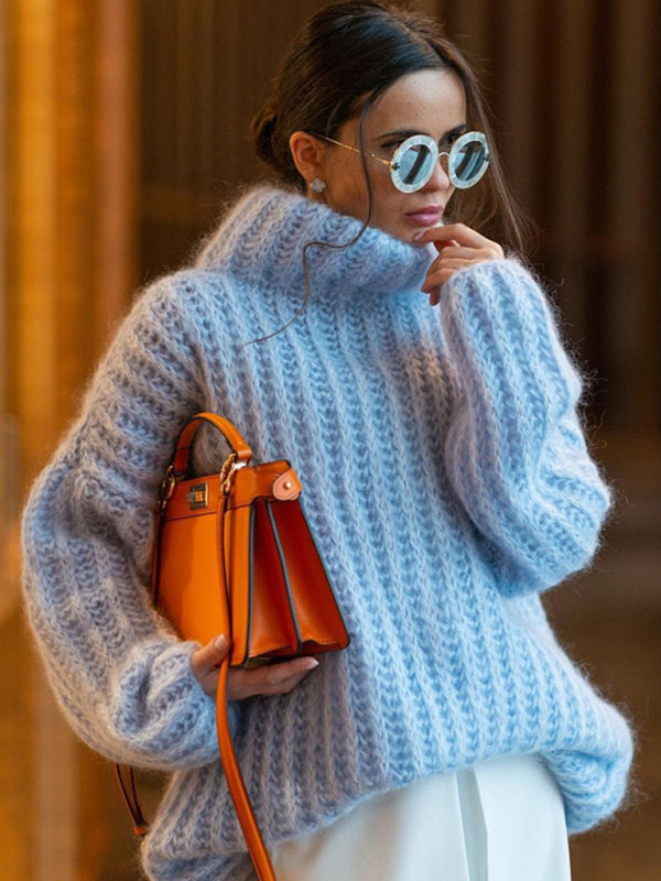 Cozy Chic Fluffy Sweater – Women's Long Sleeve Pullover for Fall & Winter