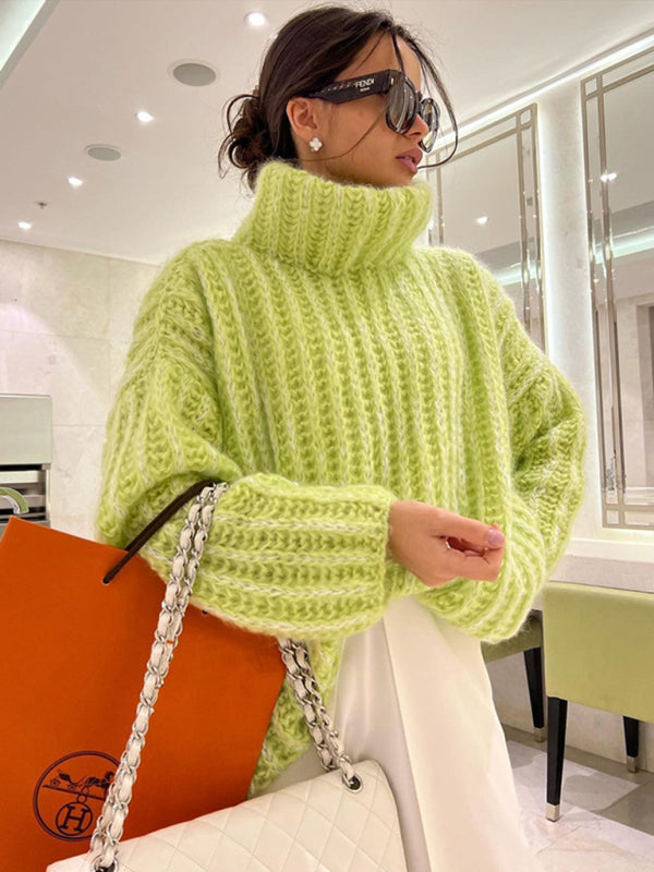 Cozy Chic Fluffy Sweater – Women's Long Sleeve Pullover for Fall & Winter