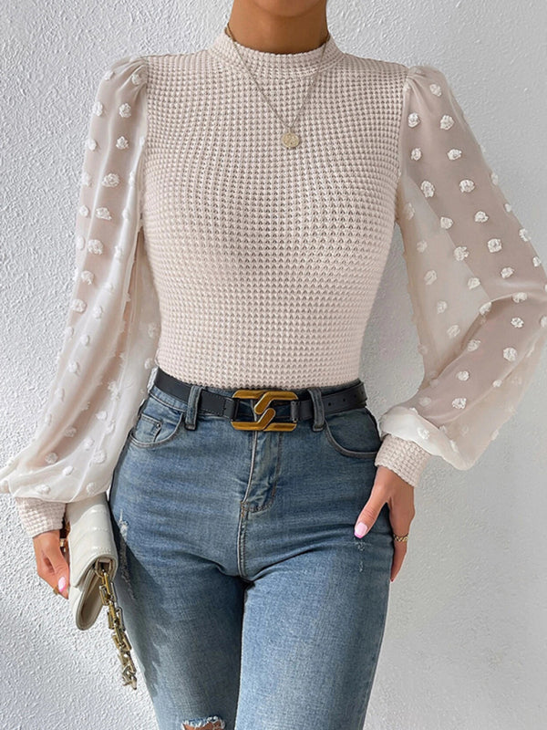 Cozy Chic Round Neck Patchwork Sweater – Trendy & Comfy Must-Have