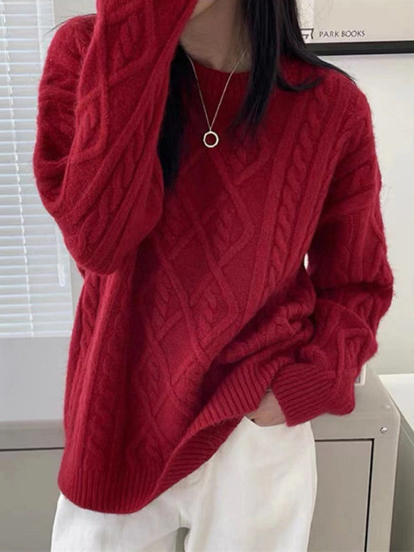 Cozy Chic Long Sleeve Twist Knit Sweater – Stylish & Comfy Must-Have