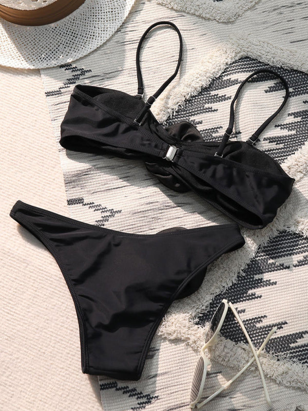 Chic Floral Bandeau High-Waist Bikini – stylish & Trendy Swimwear