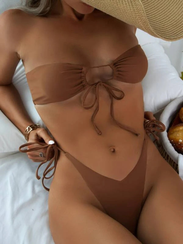 Strapless One-Piece Swimsuit – stylish Low Waist Bandeau Bikini for Summer