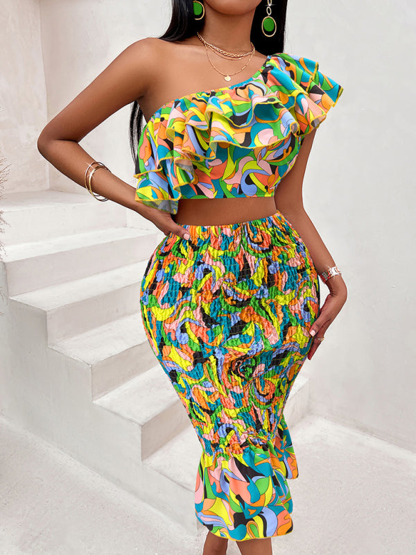 Chic Off-Shoulder Floral 2-Piece Set – Trendy & stylish Spring Outfit