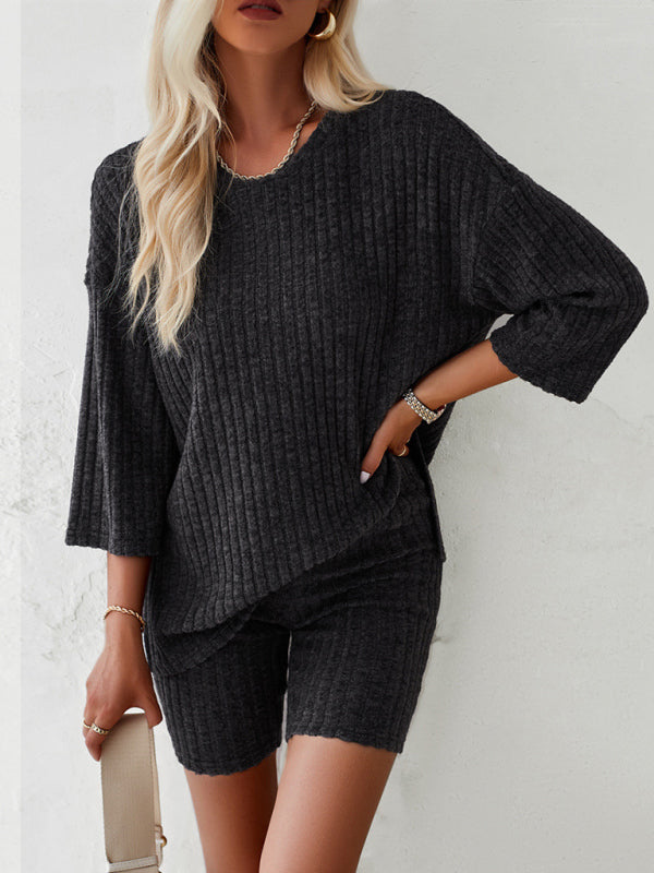 Chic & Trendy Two-Piece Set – Elegant Round Neck & Mid-Sleeve Outfit for Any Season