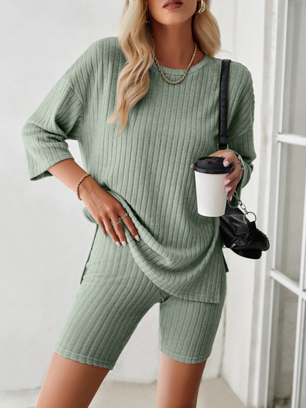 Chic & Trendy Two-Piece Set – Elegant Round Neck & Mid-Sleeve Outfit for Any Season